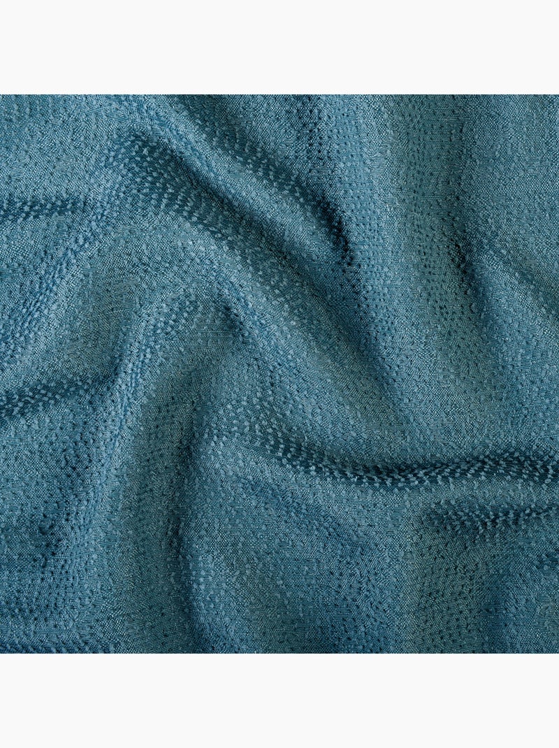 Rideau tamisant à fil texturé Bleu - Kiabi