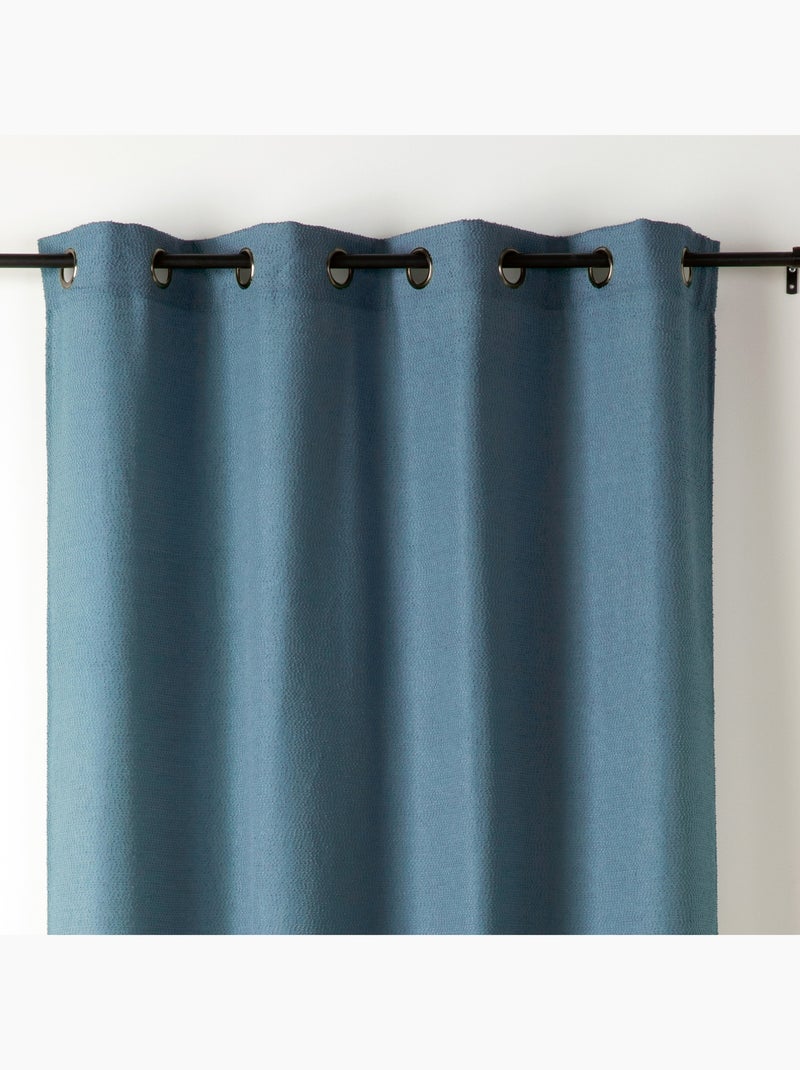 Rideau tamisant à fil texturé Bleu - Kiabi