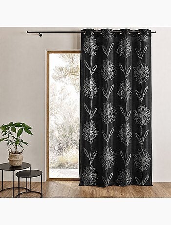 Rideau tamisant à motifs floraux métallisés
