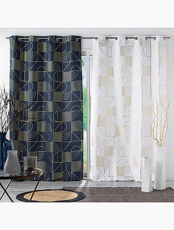 Rideau tamisant à motifs métallisés