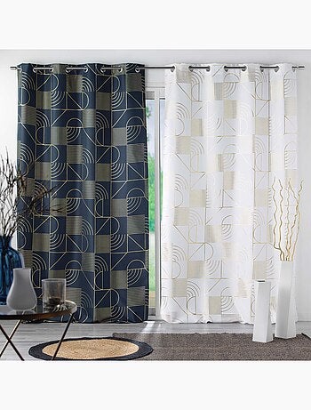 Rideau tamisant à motifs métallisés