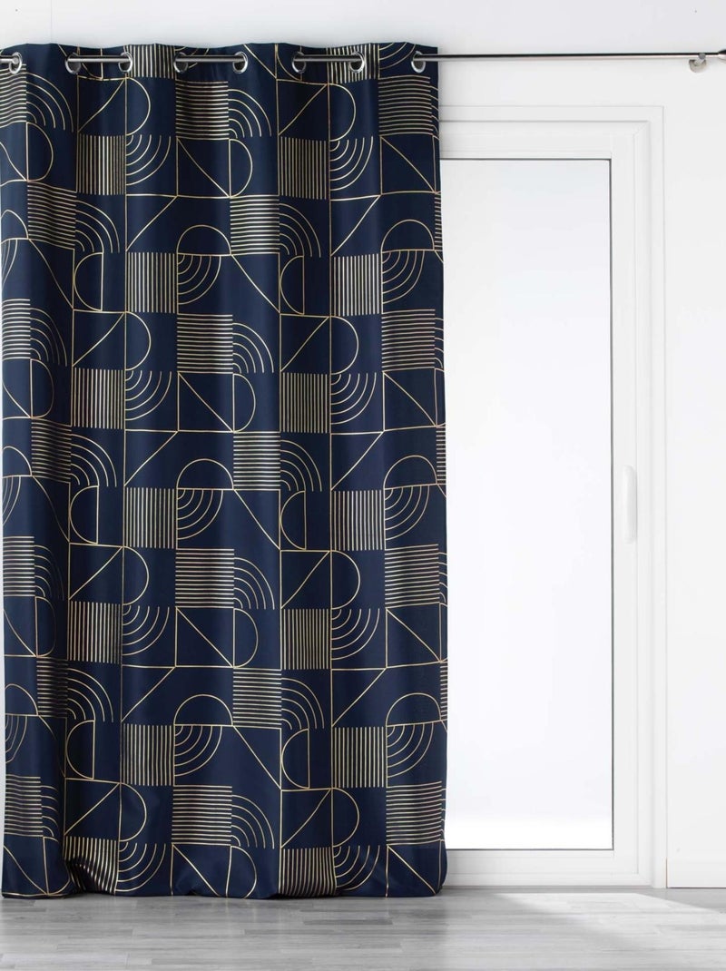 Rideau tamisant à motifs métallisés Bleu marine - Kiabi