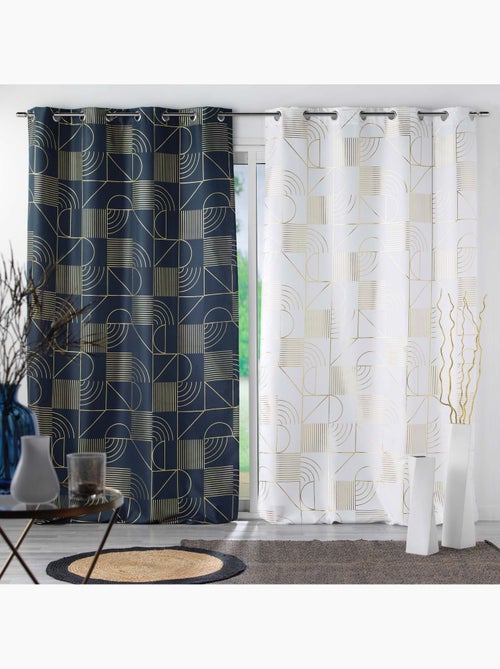 Rideau tamisant à motifs métallisés - Kiabi