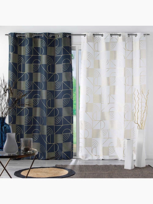 Rideau tamisant à motifs métallisés - Kiabi