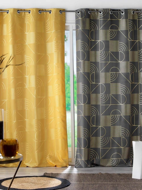 Rideau tamisant à motifs métallisés - Kiabi