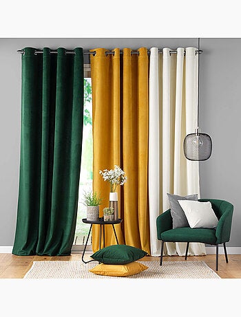 Rideau tamisant à oeillets 140 x 260 cm velours côtelé Casual Anthracite