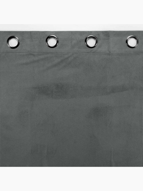 Rideau tamisant à oeillets 140 x 260 cm velours côtelé Casual Anthracite - Kiabi