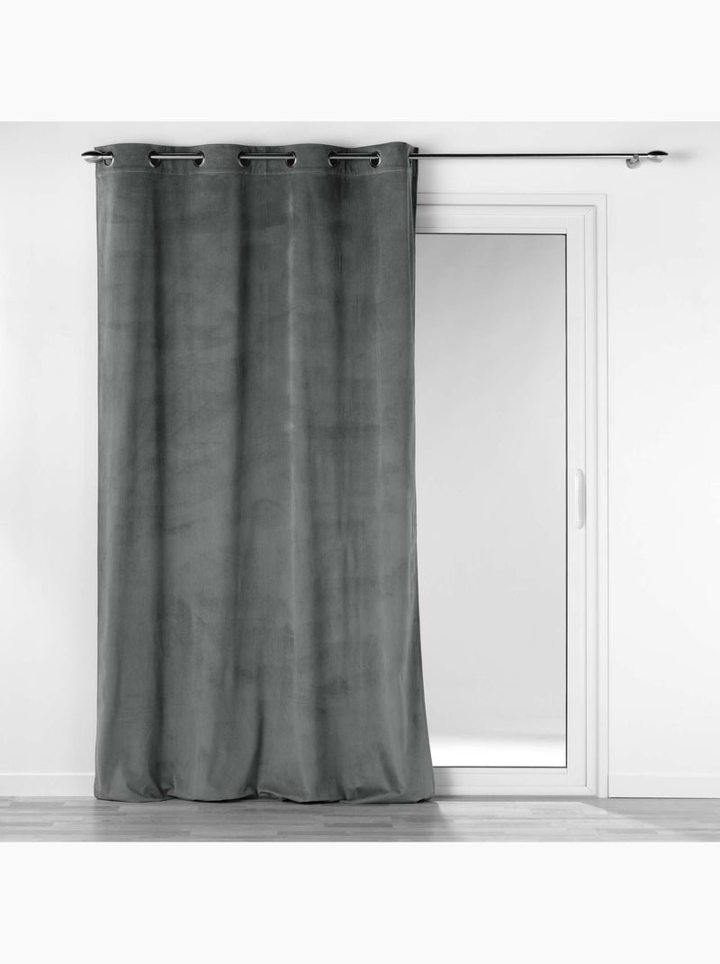 Rideau tamisant à oeillets 140 x 260 cm velours côtelé Casual Anthracite gris anthracite - Kiabi