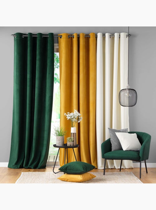 Rideau tamisant à oeillets 140 x 260 cm velours côtelé Casual Anthracite - Kiabi