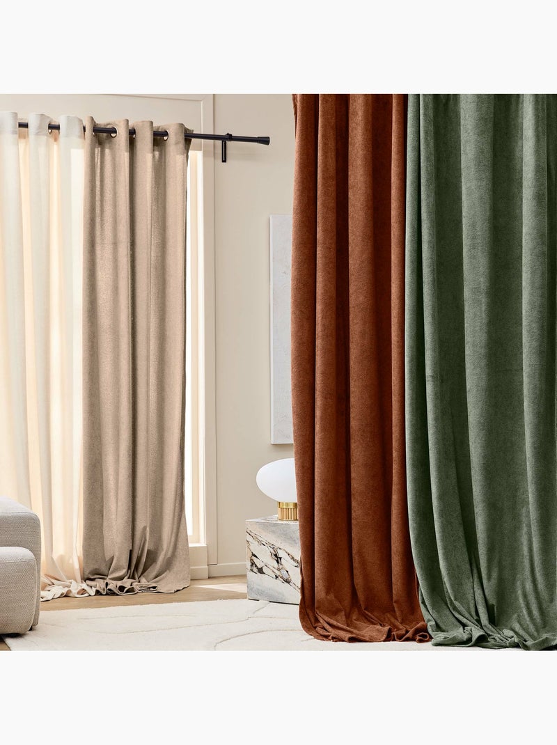 Rideau tamisant à œillets – Bouclette unie WINONY Beige - Kiabi