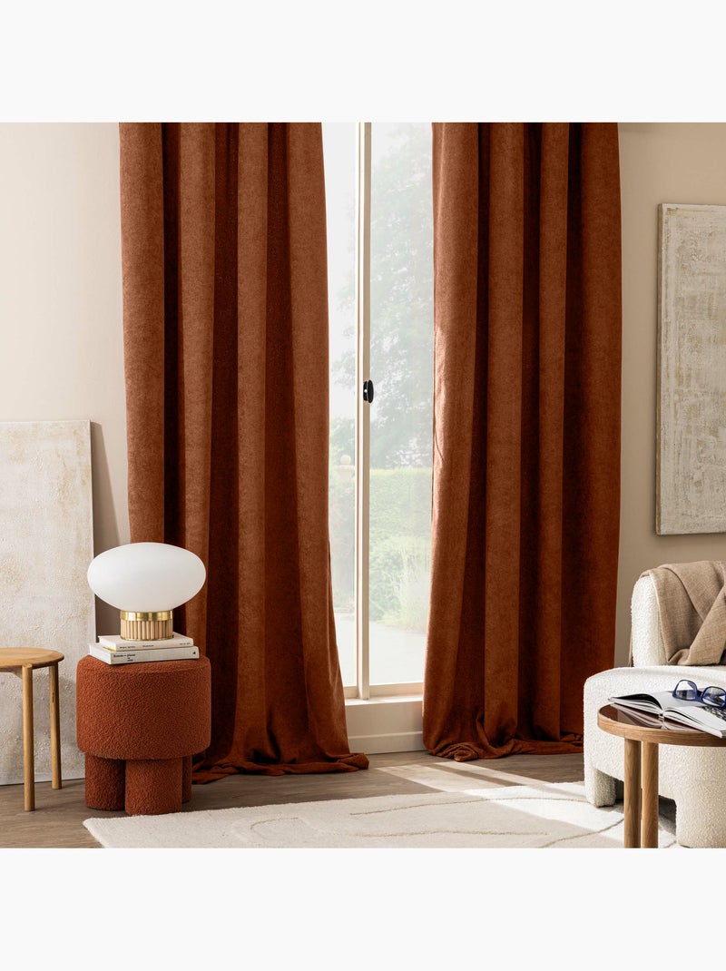 Rideau tamisant à œillets – Bouclette unie WINONY Terracotta - Kiabi