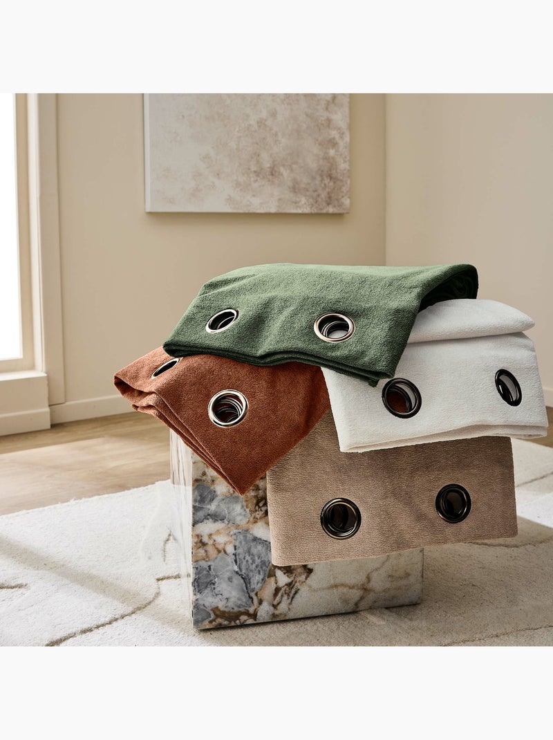 Rideau tamisant à œillets – Bouclette unie WINONY Terracotta - Kiabi