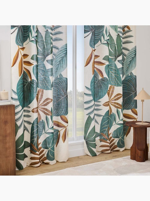 Rideau tamisant à œillets en poly-lin imprimé à motif tropical - Kiabi Rideau tamisant à œillets en poly-lin imprimé à motif tropical - Kiabi