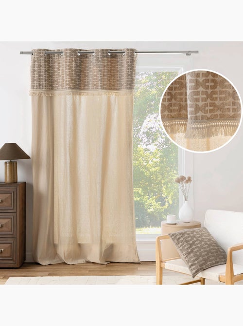 Rideau tamisant à œillets en polycoton avec jacquard et franges - Kiabi Rideau tamisant à œillets en polycoton avec jacquard et franges - Kiabi