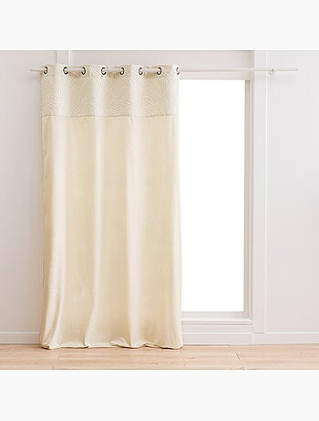 Rideau tamisant à œillets en velours avec bandeau jacquard zébré