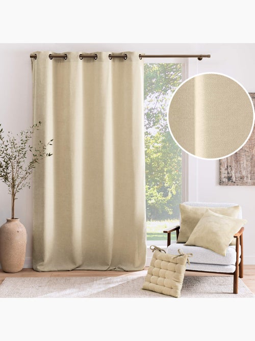 Rideau tamisant à œillets en velours chenille - Kiabi Rideau tamisant à œillets en velours chenille - Kiabi