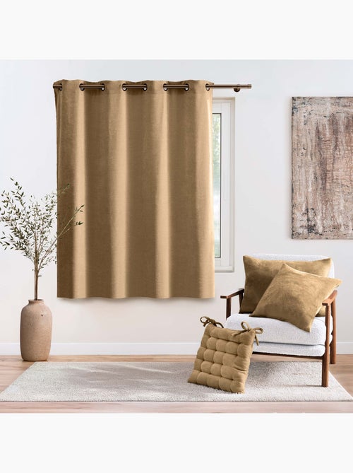 Rideau tamisant à œillets en velours chenille - Kiabi Rideau tamisant à œillets en velours chenille - Kiabi