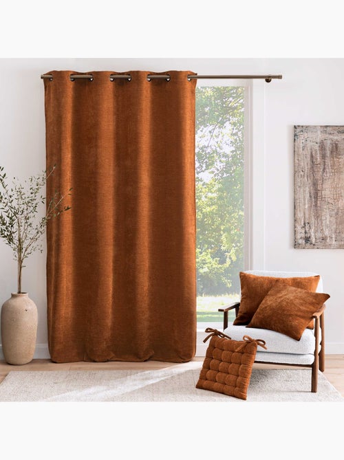 Rideau tamisant à œillets en velours chenille - Kiabi Rideau tamisant à œillets en velours chenille - Kiabi