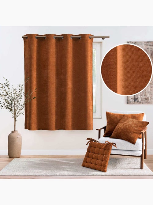 Rideau tamisant à œillets en velours chenille - Kiabi Rideau tamisant à œillets en velours chenille - Kiabi