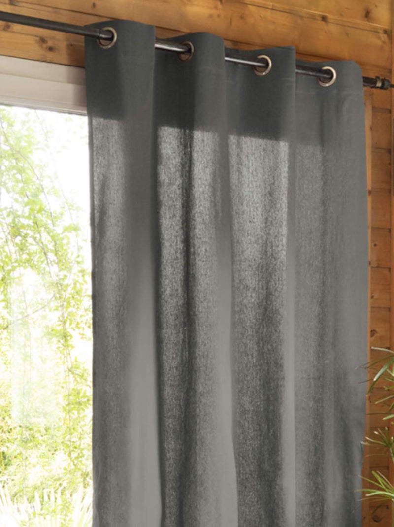 Rideau tamisant à œillets (lot de 2) - Terre de Nuit gris anthracite - Kiabi