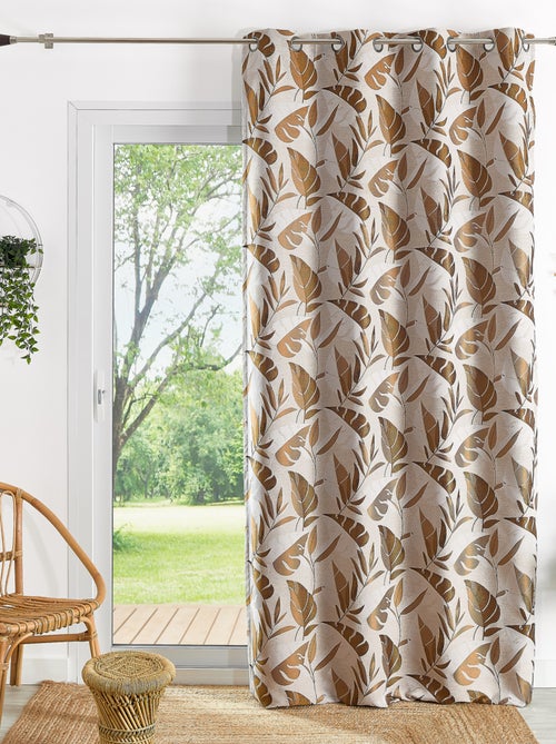 Rideau tamisant à oeillets motif feuilles - Kiabi