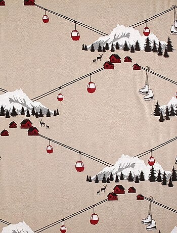 Rideau tamisant à œillets motif montagne et téléphérique en polycoton