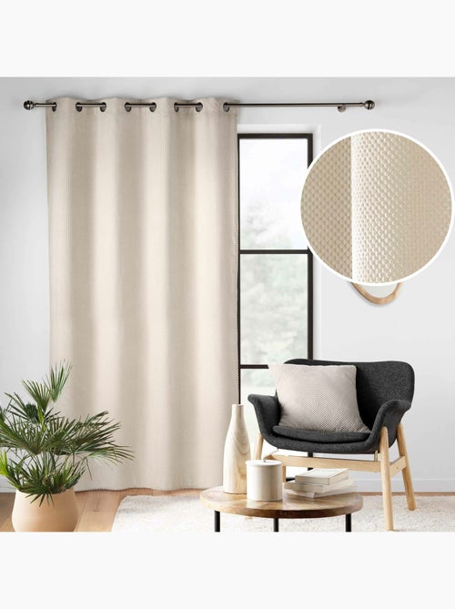 Rideau tamisant à œillets – Velours relief texturé – JAVA - Kiabi