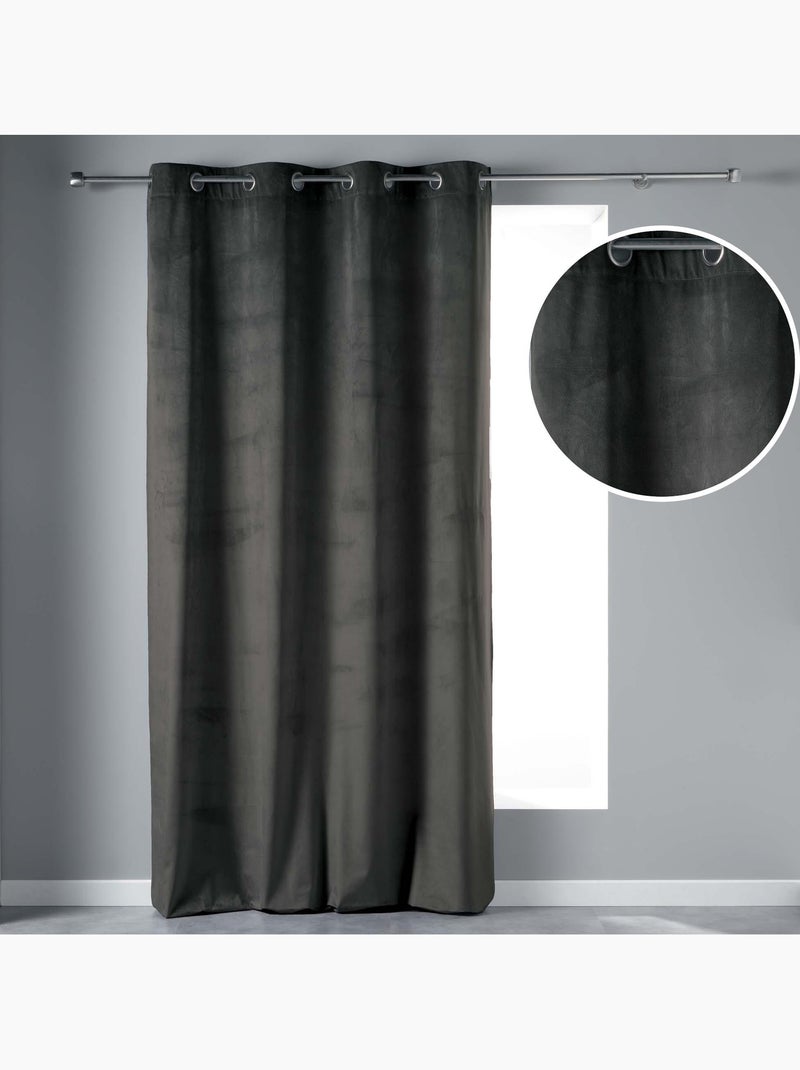 Rideau Tamisant à Œillets – Velours – Velvetine gris anthracite - Kiabi