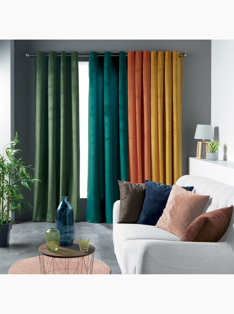Rideau Tamisant à Œillets – Velours – Velvetine gris anthracite - Kiabi