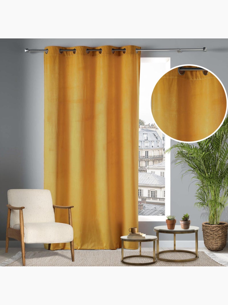 Rideau Tamisant à Œillets – Velours – Velvetine Jaune - Kiabi