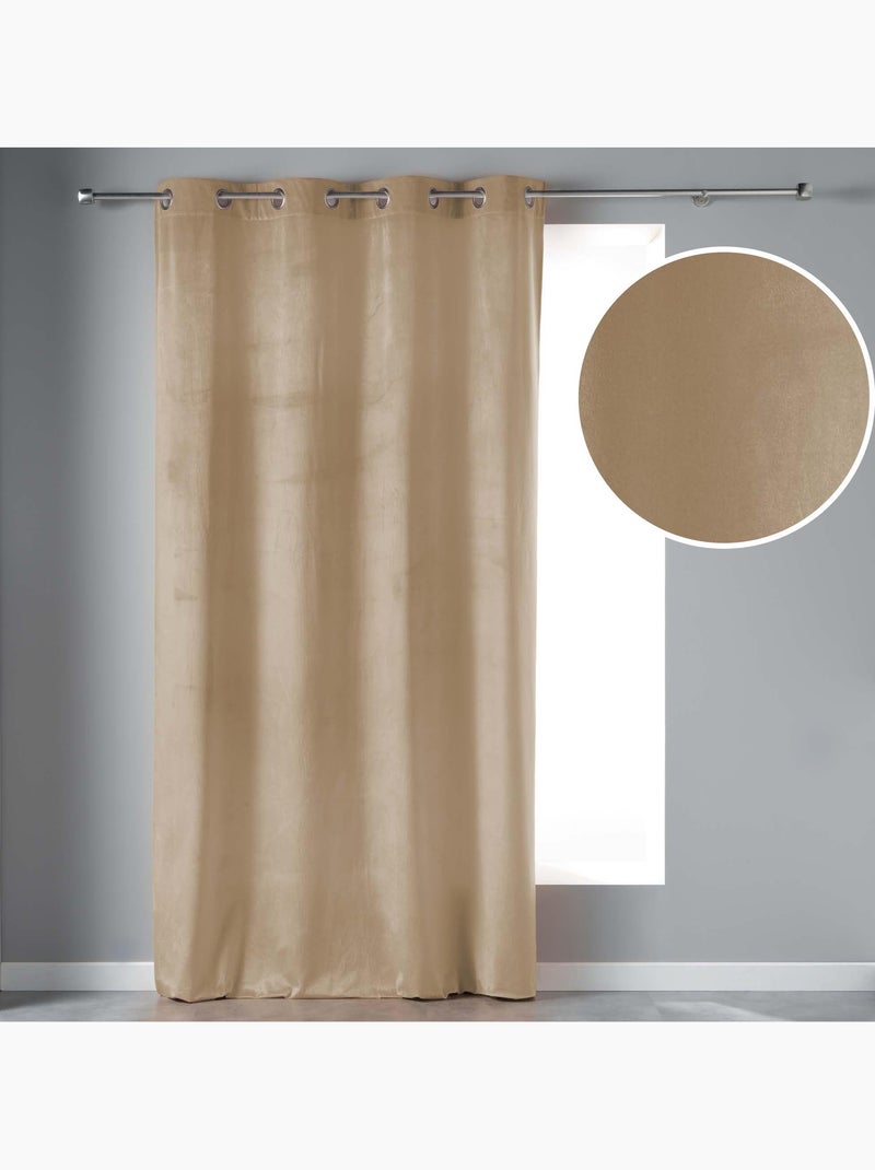 Rideau Tamisant à Œillets – Velours – Velvetine Sable - Kiabi