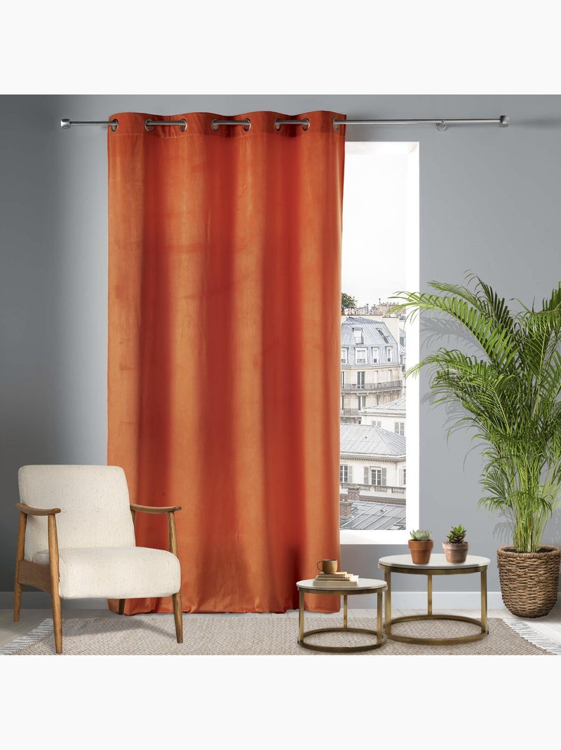 Rideau Tamisant à Œillets – Velours – Velvetine Terracotta - Kiabi
