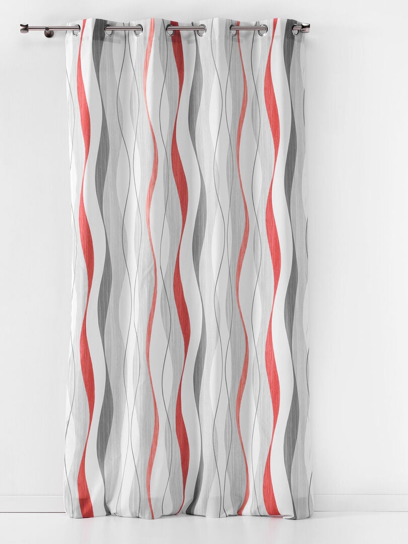 Rideau tamisant à rayures ondulées - Rouge - Kiabi - 19.65€