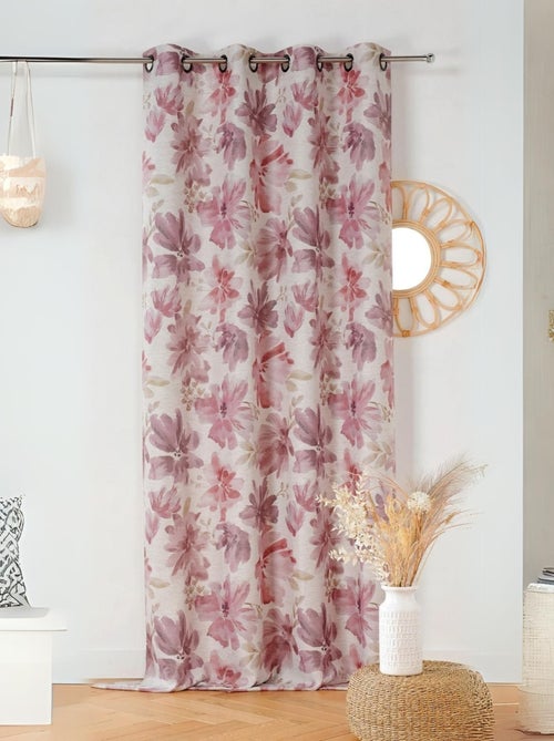 Rideau tamisant aquarelle fleurs - Kiabi