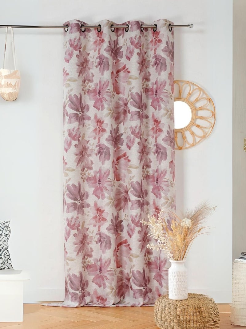Rideau tamisant aquarelle fleurs Rose clair - Kiabi