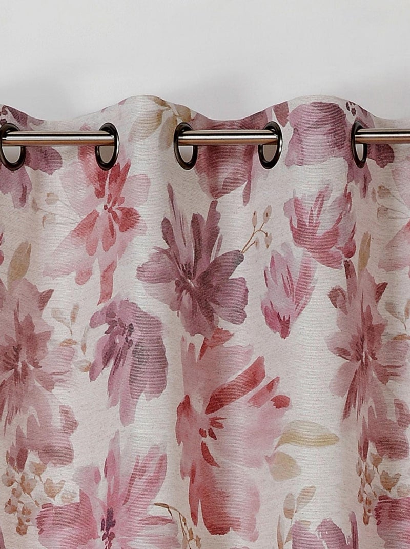 Rideau tamisant aquarelle fleurs Rose clair - Kiabi