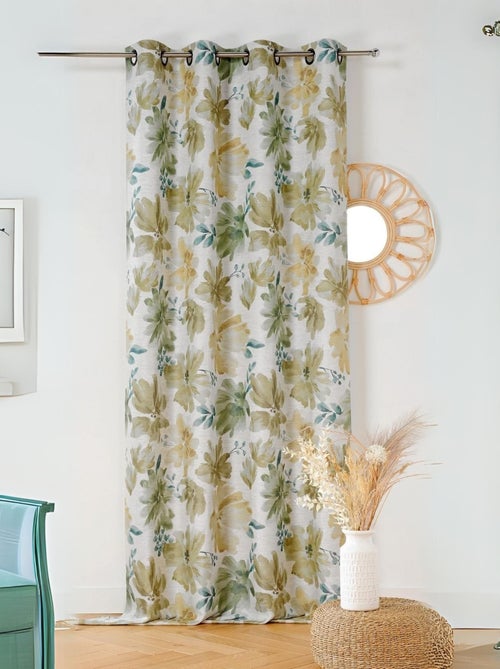 Rideau tamisant aquarelle fleurs - Kiabi