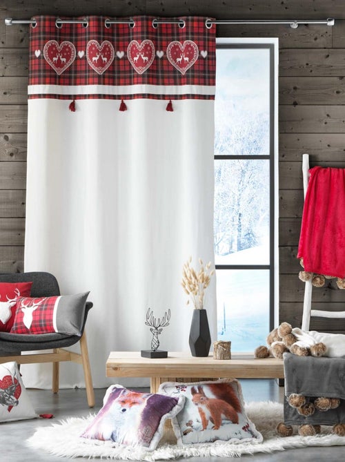 Rideau tamisant au parement à carreaux - Kiabi