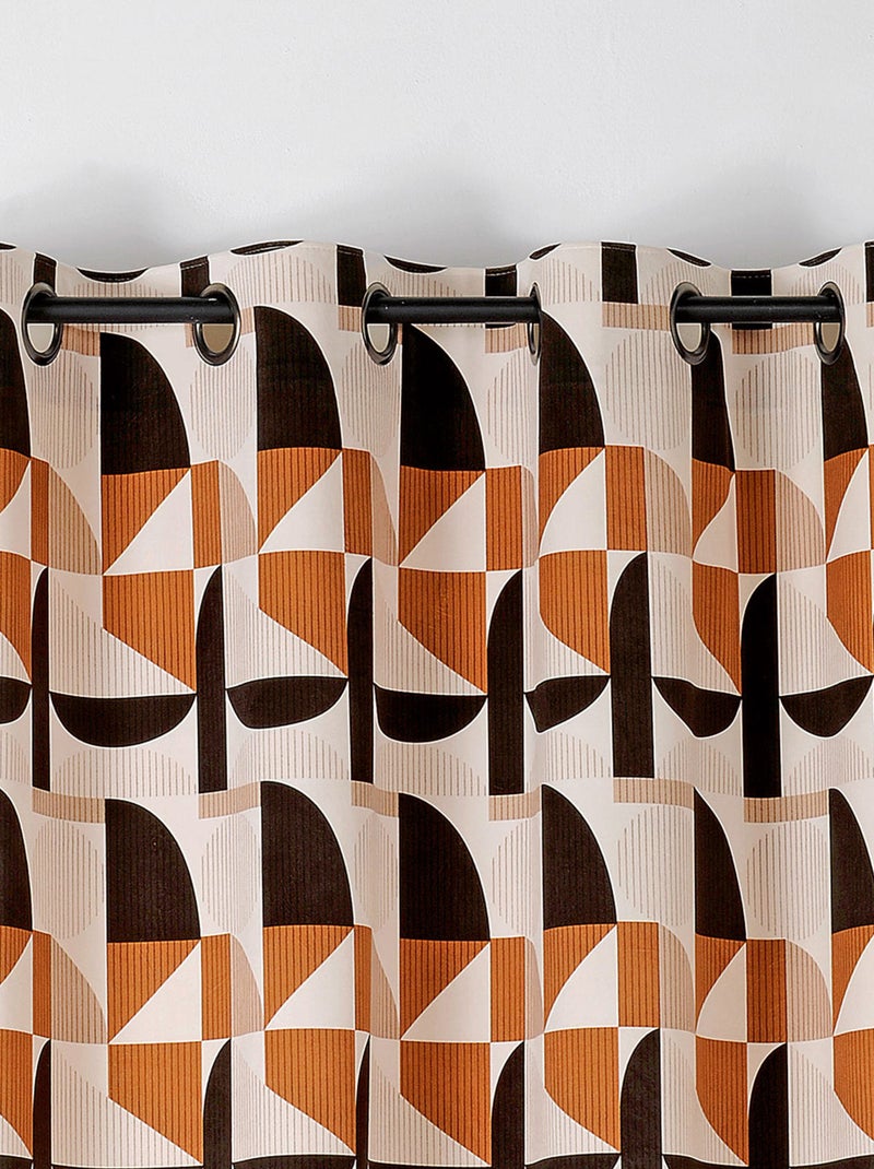 Rideau tamisant au style seventy Marron clair - Kiabi