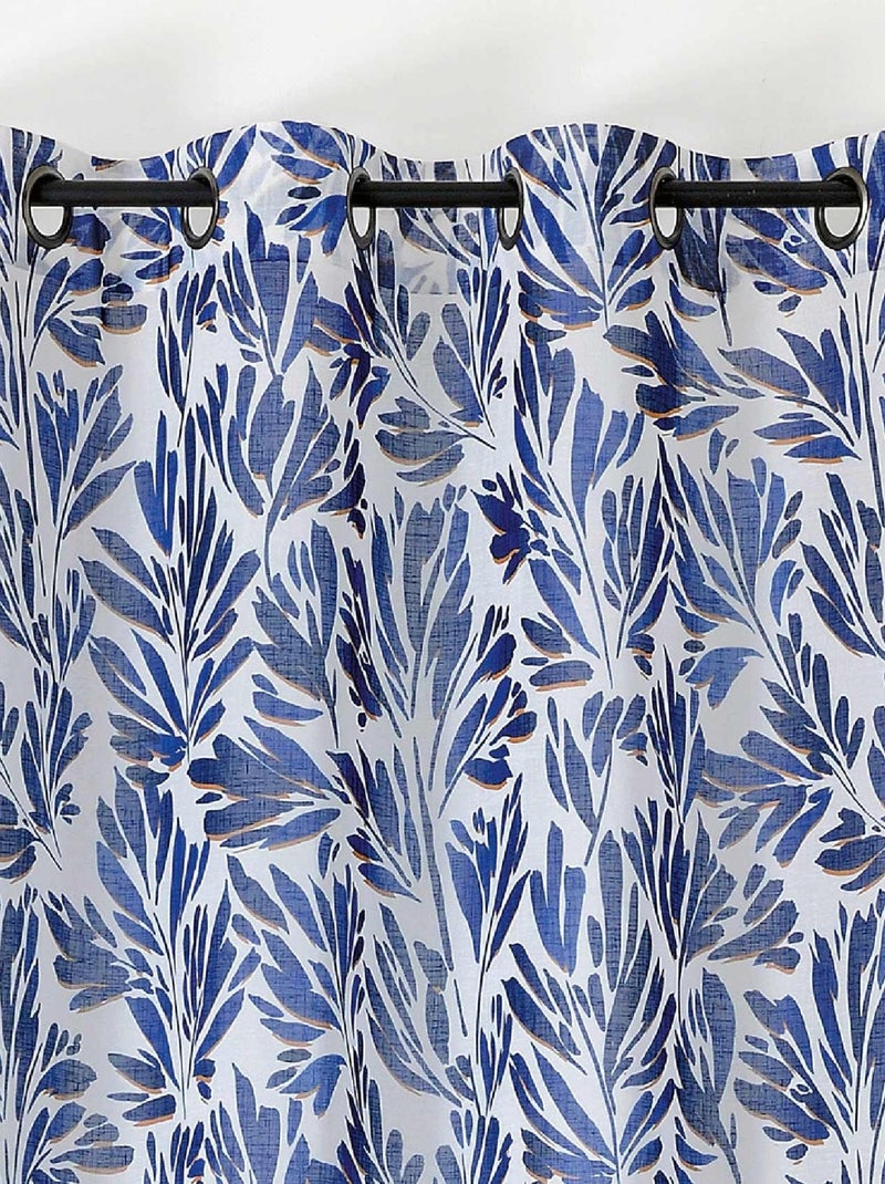 Rideau tamisant aux feuillages aquarellés Bleu - Kiabi