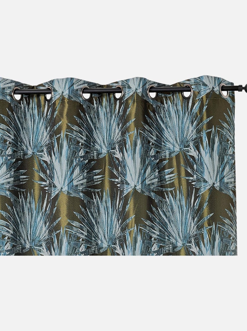 Rideau tamisant aux feuilles tropicales Bleu - Kiabi