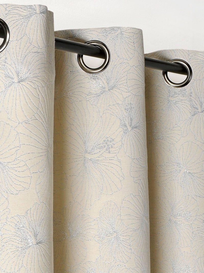 Rideau tamisant aux fleurs d'hibiscus Argent - Kiabi