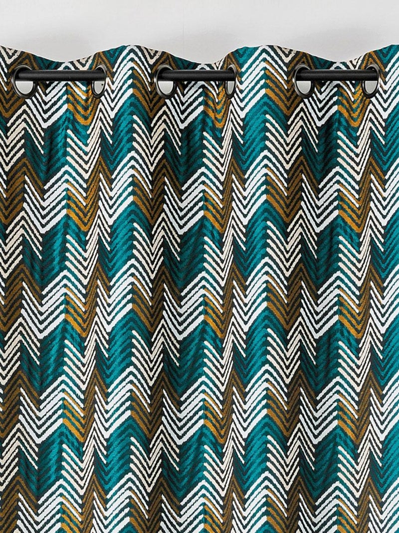 Rideau tamisant aux impressions ethniques Bleu - Kiabi
