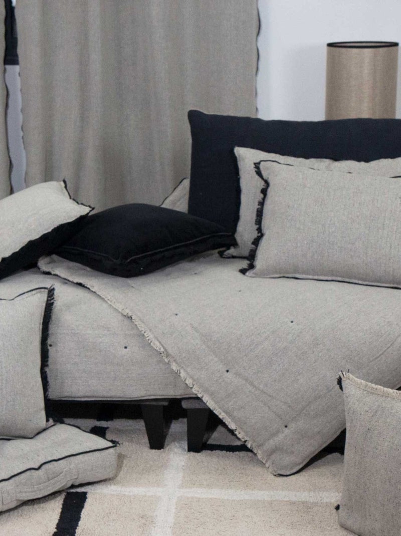 Rideau tamisant aux surjets apparents Gris clair - Kiabi
