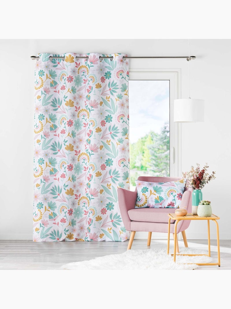 Rideau tamisant déco au style folk Blanc - Kiabi