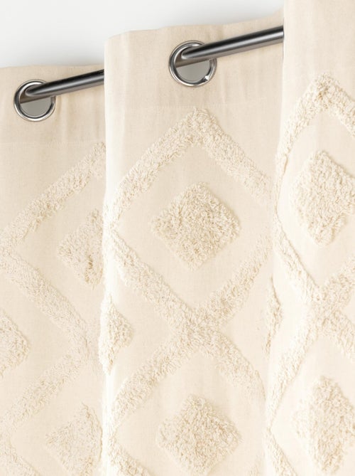 Rideau tamisant écru avec détails tuftés - Kiabi