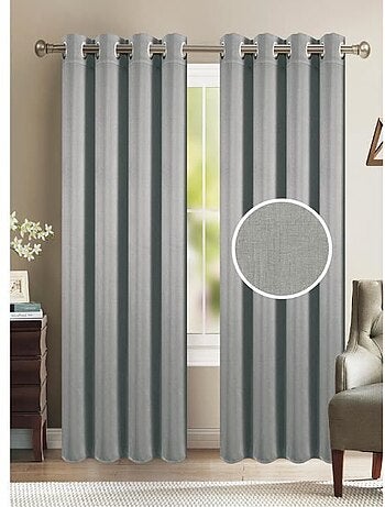 Rideau tamisant effet lin à œillets - HOME DECO