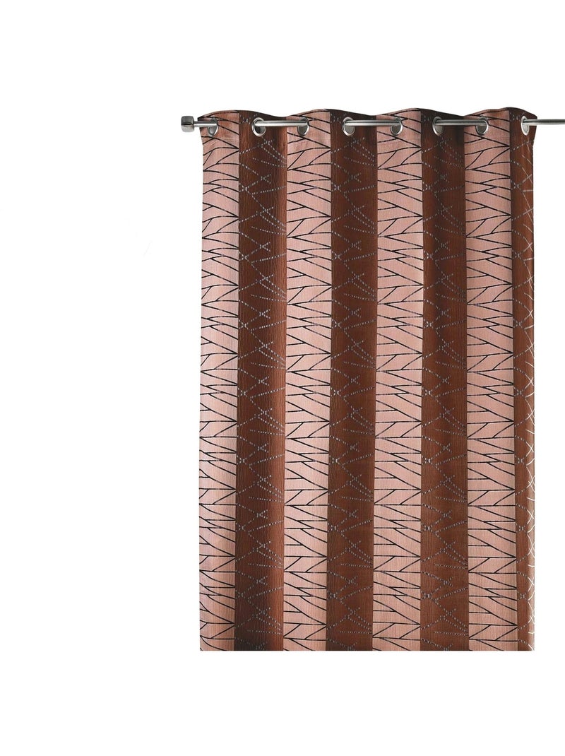 Rideau tamisant en jacquard à rayures verticales design Marron chocolat - Kiabi