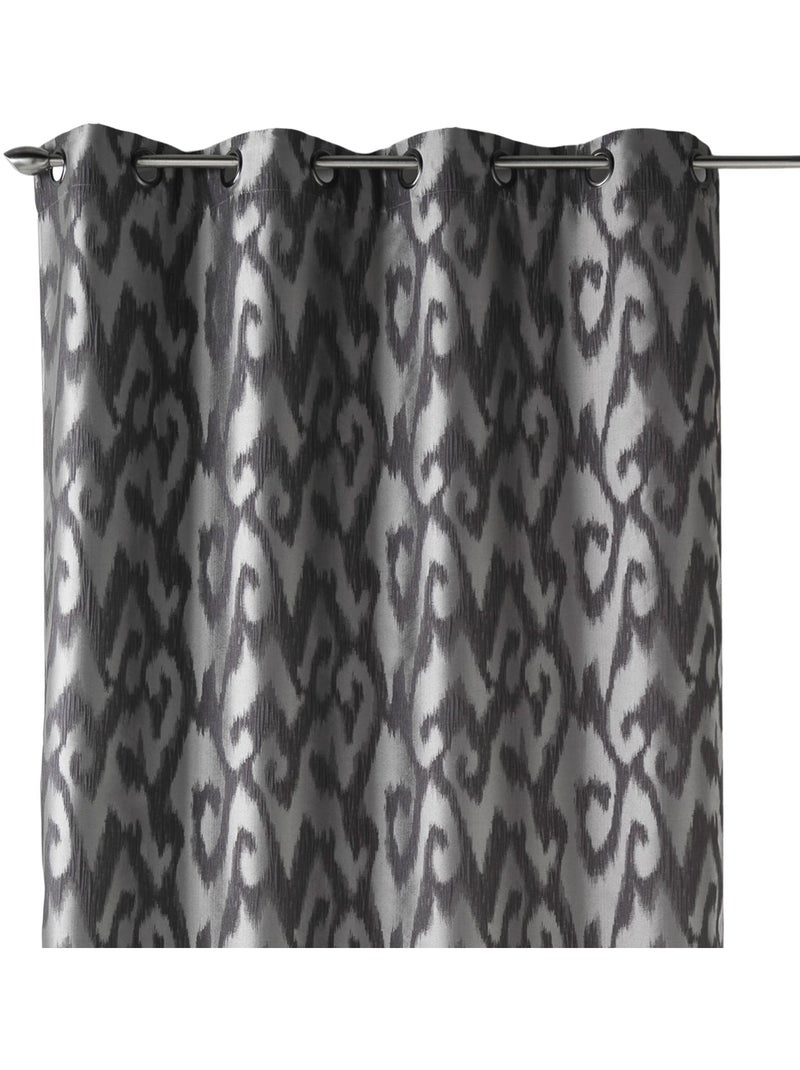Rideau tamisant en jacquard motifs baroques Gris clair - Kiabi