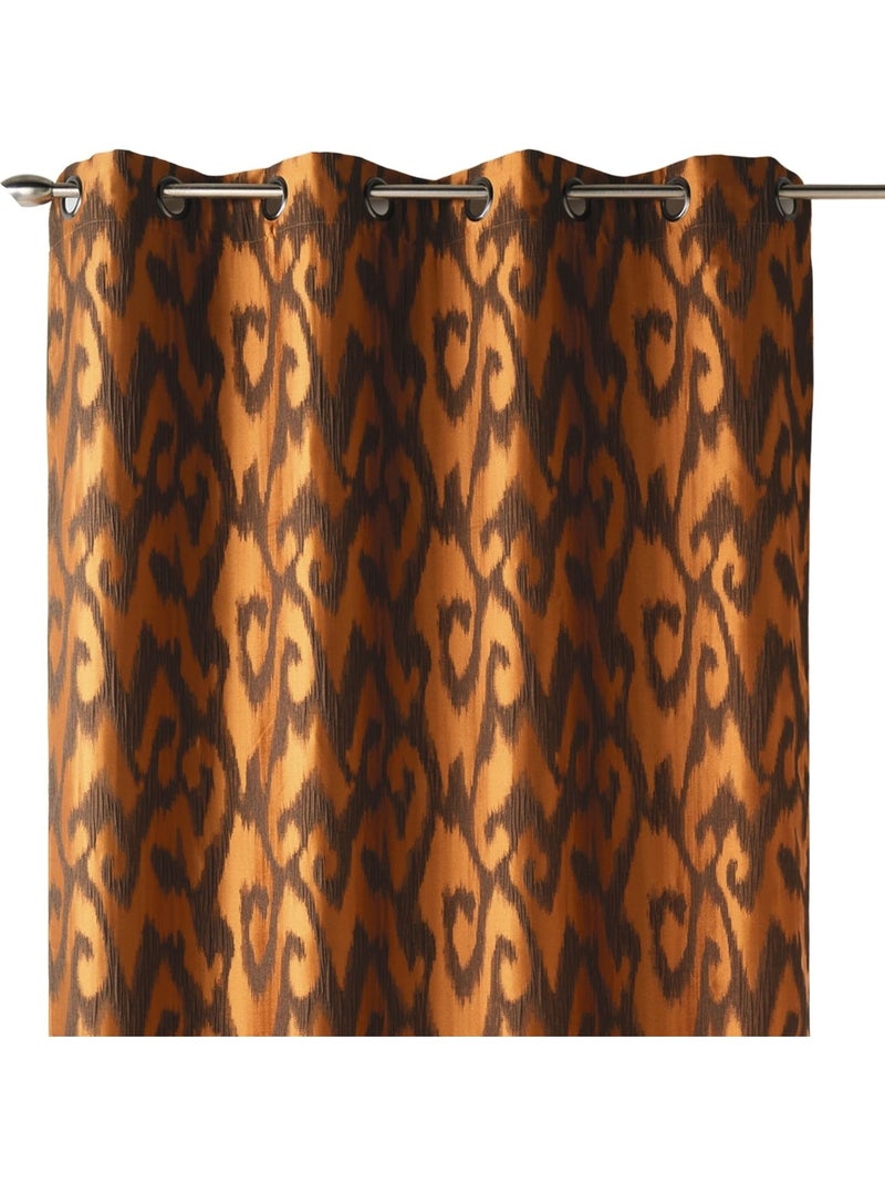 Rideau tamisant en jacquard motifs baroques Jaune foncé - Kiabi